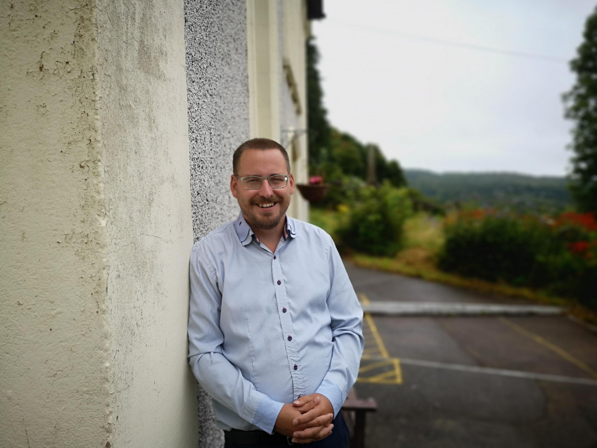 Pastor John at Noddfa Church.